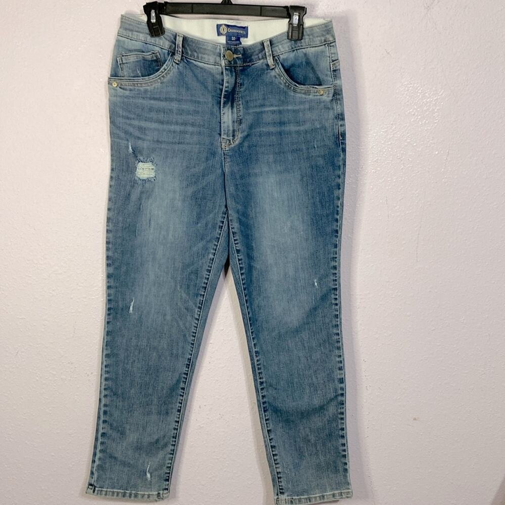 Democracy Ab Solution Women Medium Light Washed Distressed Straight Leg Jeans 10